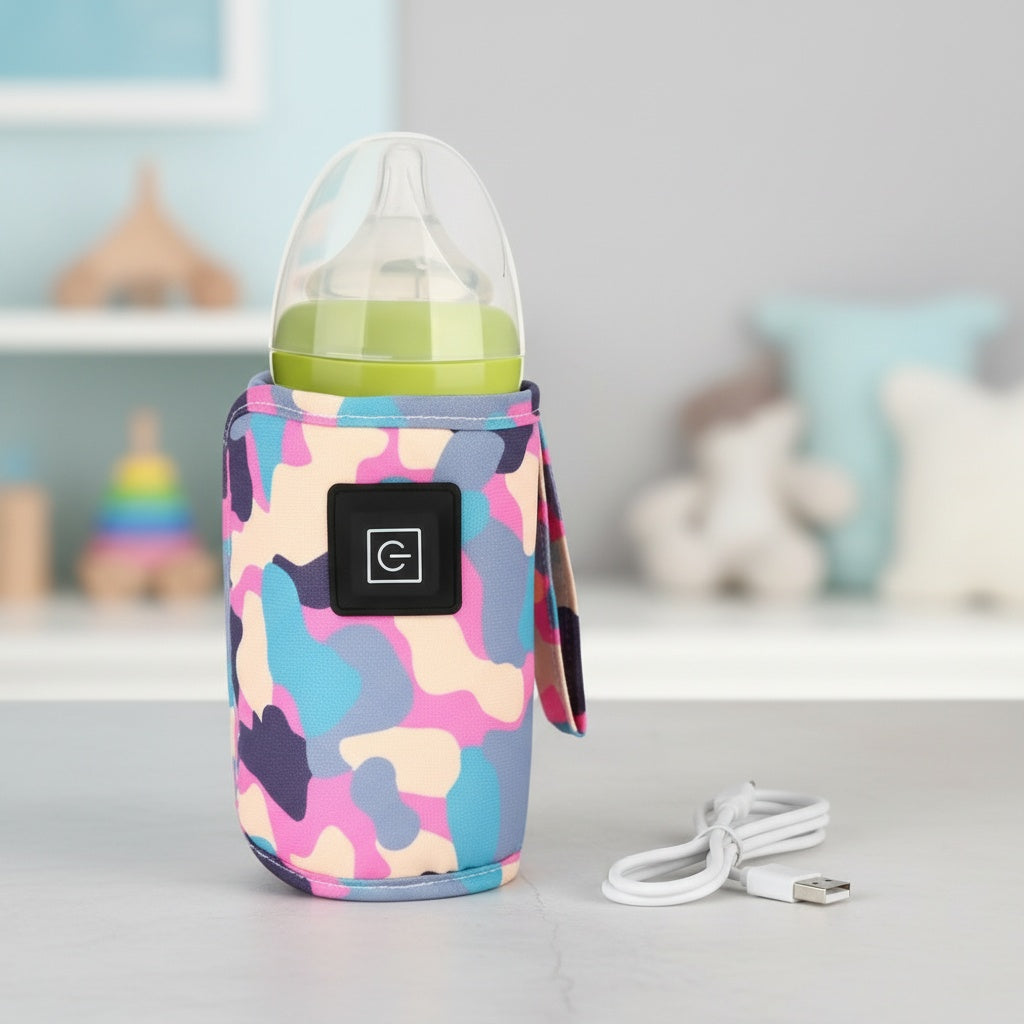 Chauffe-biberon portable sous forme de pochette isolante chauffante